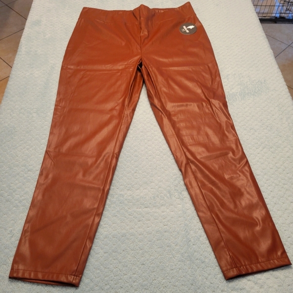 Jolie Pants - NEW JOLIE & JOY BROWN FAUX LEATHER LEGGINGS-SIZE XL-NWT